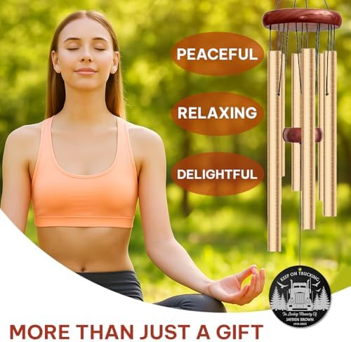 Personalized Trucker Memorial Wind Chime – “Keep On Trucking” Custom Name & Years – Outdoor Sympathy Gift for Truck Drivers – Remembrance Windchime for Loss of Loved One, Memorial Garden Décor - Image 6