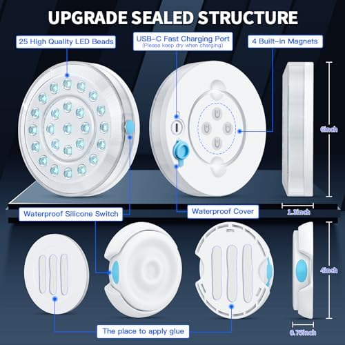 Homly Rechargeable Submersible Pool Lights with Wireless APP Control, Waterproof Underwater Smart LED Lights Controlled Multiple Lighting Modes, 4000mAh Magnets Light for Multi Scene Pool Decoration - Image 5