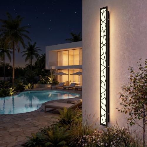 Outdoor Wall Lights 45.3inch Modern Outdoor Wall Sconce LED Long Wall Sconces Black Front Porch Light Waterproof Led Wall Light IP67 3000K Exterior Lighting Fixtures by TRUWELLA
