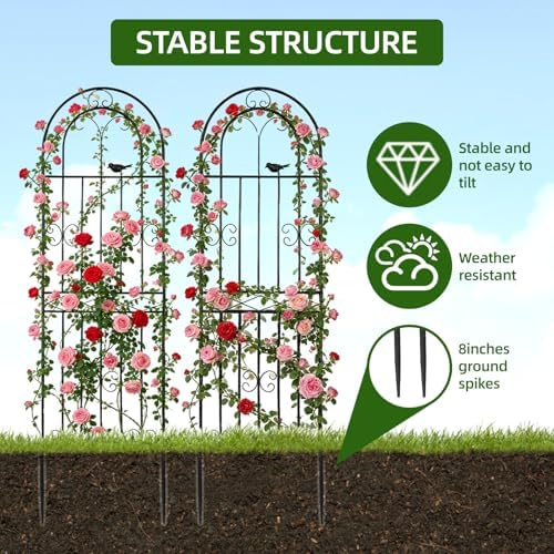 Amoskey Durable Garden Trellis for Climbing Plants - Outdoor Trellis Supports for Lush Greenery - Ideal for Vines, Flowers, and Vegetables, Easy Installation & Space-Saving Design (71"H*20"W -2 pack) - Image 5
