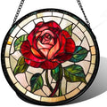 CHATYOUNG Stained Glass Window Hanging Red Rose Large 11.8" - Suncatcher Door Garden Sun Catcher Decor Birthday Valentine's Day Christmas for Men Woman Boy Kids Mom Nana Grandma by CHATYOUNG