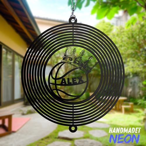 Personalized Golf Outdoor Wind Spinner Sublimation Custom Name Metal Art Kinetic Ornament Laser Cut 3D Decor for Lawn Patio Porch Indoor Garden Yard Golf Lovers Dads Father Presents (Basketball) - Image 6