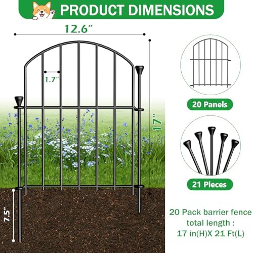 No Dig Garden Fence Panels, Dog Fence Outdoor for Yard, 20 Pack - Image 2