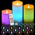 NICEME Rechargeable Color Changing Candles with Remote Timer USB Cable 3PCS LED Multi Colored Flameless Candles Battery Operated Real Wax USB Pillar Candles Flickering for Halloween Christmas Decor by NicemeFlamelessCandle