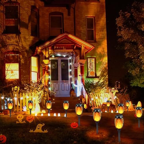 Solar Torch Lights with Flickering Flame 12 Pack for Decorations - Image 4