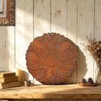 Sungmor Vintage Cast Iron Lotus Stepping Stone, Full Rust - Image 6