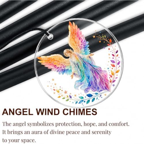 Angel Wind Chimes for Outside, Deep Tone Outdoor Wind Chime with Colorful Wind Catcher, 6 Aluminum Tubes, Garden Porch Patio Decor, Memorial & Birthday Gift - Image 3