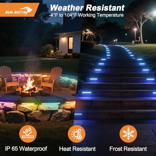 12 Inch LED Color Changing Hardscape Lighting, 2700K-5000K Selectable, 12-24V 7W 280LM Retaining Wall Lights, IP65 Waterproof Low Voltage Landscape Paver Lights, ETL Listed, 8PK - Image 3