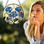 Stained Glass Window Hanging - Morning Glory Suncatcher for Door Garden Home Decor Birth Flower Sun Catcher Christmas Birthday for Lovers Friend Women Mom Nana 15 in - Image 2