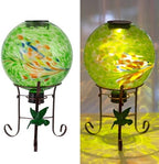 10 Inch Solar Glass Gazing Ball with 9.4" H Metal Stand by VEWOGIFT