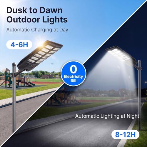 Solar Street Lights Outdoor Waterproof 1 Pack, Dusk to Dawn Outdoor Lights - Image 5