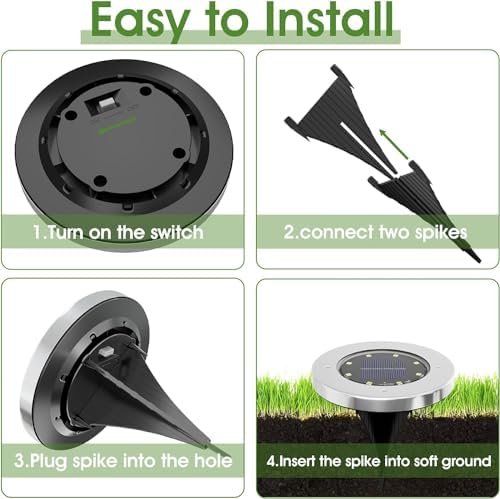 INCX Solar Lights Outdoor Waterproof, Warm White, 12 Pack Ground Lights - Image 5