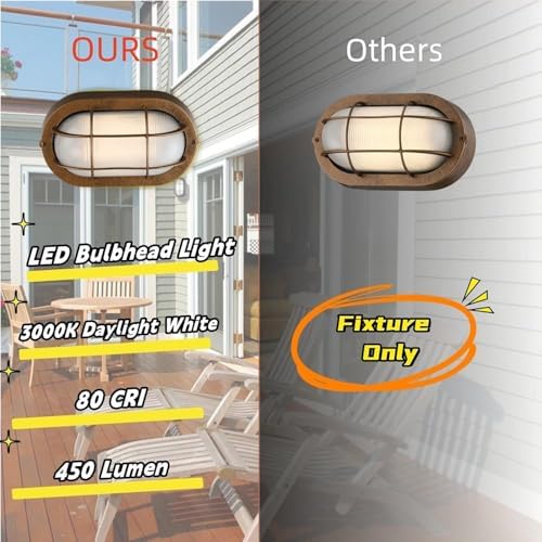 WISBEAM 2 Pack LED Bulkhead Light Bronze, Outdoor LED Wall Light for House, Dimmable, 6W Replace 60W, 450 Lumen 3000K Daylight White 80CRI, Waterproof, ETL Rated - Image 2