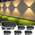 Solar Fence Lights Outdoor: 6 Pack IP65 Waterproof Wall Light Dual Up Down by Hiromeco