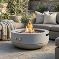 24 Inch Propane Fire Pit Bowl, 50000 BTU Round Steel Gas Fire Pit with Lid, Portable Outdoor Fire Table for Patio Deck Balcony Backyard Garden, Concrete Grey (Tank Cover Not Included) by Zolyndo