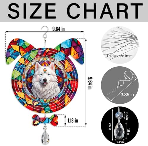 American Eskimo Dog Ears Wind Spinner, American Eskimo Wind Spinner Hanging for Yard and Garden (American Eskimo) - Image 2