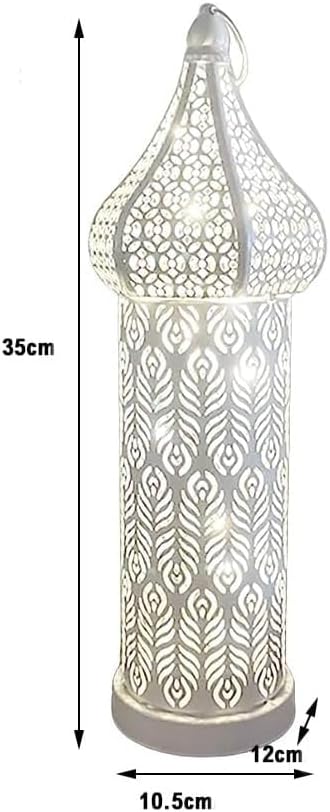Moroccan Style Vintage Lantern Metal Decorative Table Lamp 13.78" Tall Moroccan Lantern Decorative Candle Holder Lamp for Ramadan Decor Home Living Room Bedroom Garden Yard Weddings Parties 03 - Image 2