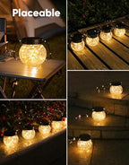 PARTPHONER Solar Lights Outdoor Waterproof 24-Pack, Solar Powered Hanging Lantern Cracked Glass Hanging Globes for Yard Decor Christmas Decoration, Shepherd Hook, Garden Tree Table Ornaments, Warm - Image 6