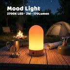 WEILAILUX Rechargeable Waterproof Shower Lamp, 2700K & Flame (Wood Grain) - Image 2