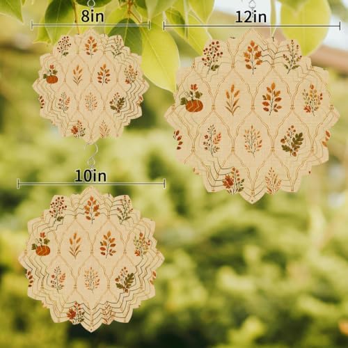 12 Inch Fall Leaves Rustic Wind Spinner for Yard and Garden, Brown Vintage Farmhouse Pumpkin Hanging Ornaments Outdoor 3D Kinetic Wind Sculpture Spinners Indoor Outdoor Patio Décor Ornaments Gift - Image 3