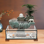 Tabletop Water Fountains Decoration, Eco Fish Tank Water Fountains with Mist LED & Fake Plants-Decor for Meditation, Good Luck Wealth, Waterfall Indoor for Home and Office - Image 3