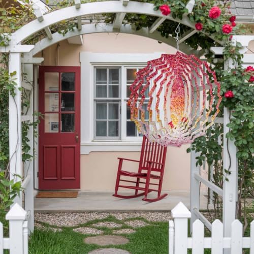 12 Inch Red Yellow Forest Wind Spinner for Yard and Garden,Nature Oil Painting Tree Branch Leaves Hanging Ornaments Outdoor 3D Kinetic Wind Sculpture Spinners Indoor Outdoor Patio Décor Gift - Image 4