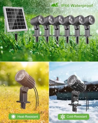 CLY 6 in 1 Solar Spot Lights Outdoor Solar Landscape Lights 2700K WarmWhite - Image 5
