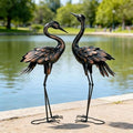 Shorayn Metal Crane Garden Statue, Garden Sculptures & Statues, Bronze Crane Ornaments Yard Art for Backyard Patio Lawn Decorations by Shorayn