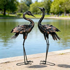 Shorayn Metal Crane Garden Statue, Garden Sculptures & Statues, Bronze Crane Ornaments Yard Art for Backyard Patio Lawn Decorations by Shorayn