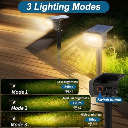 WENATY Solar Spot Light Outdoor Landscape Spotlights 6 Pack Warm White - Image 3