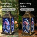 Solar Hanging Lantern Cosmic Fantasy Tree Pink Blossom Flowers Snowy Crystal Mountains Blue Waterproof LED Lights Decor Patio Yard Lawn Porch Lamp, Birthday Gift for Mom Women Garden Outdoor Decor - Image 4