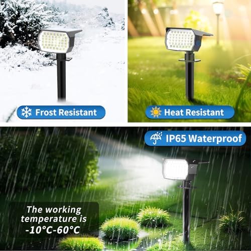 Tadyreal Solar Spot Lights Outdoor 6 Pack, [46 LED/3 Modes] Solar Landscape Spotlights Waterproof, 2-in-1 Auto On/Off Solar Powered Lights for Outside Yard Garden Wall Pathway(Cool White) - Image 4