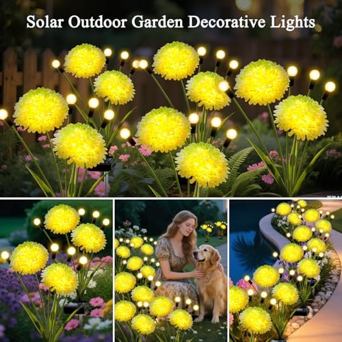 Solar Lights Outdoor Waterproof, 6 Pack Solar Firefly Swaying Lights with Flowers, Flower Light Garden Decor for Outside Yard Patio Thanksgiving Christmas for Women Grandma - Image 6