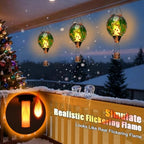 Solar Powered Hot Air Balloon Lantern - Reindeer Glass Lantern, Simulated Flickering & Dancing Flame, Outdoor Hanging Yard Light Waterproof IP65 for Patio Lawn Porch Christmas Decor Gift - Image 2