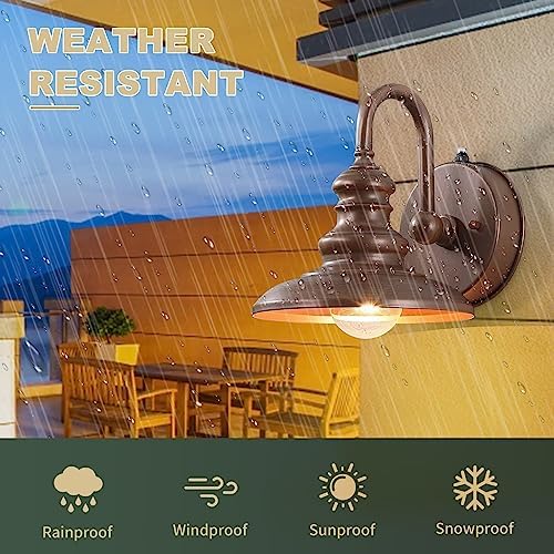 LONEDRUID Dusk to Dawn Sensor Rustic Outdoor Gooseneck Barn Light Fixture - Image 3