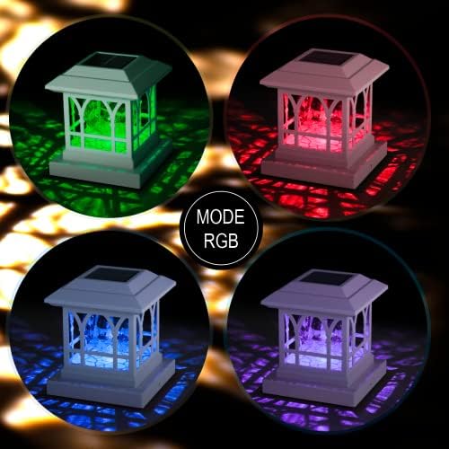 Solar Post Cap Lights Warm White & RGB Automatic Cycling 2 Modes - Image 3