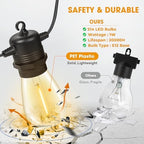 GvvooHome 25FT LED Outdoor String Lights Patio Light with 9 Shatterproof S14 Replaceable Bulbs(1 Spare), Outside Hanging Lights Waterproof for Porch, Deck, Garden, Backyard, Balcony, 2700K Dimmable - Image 2