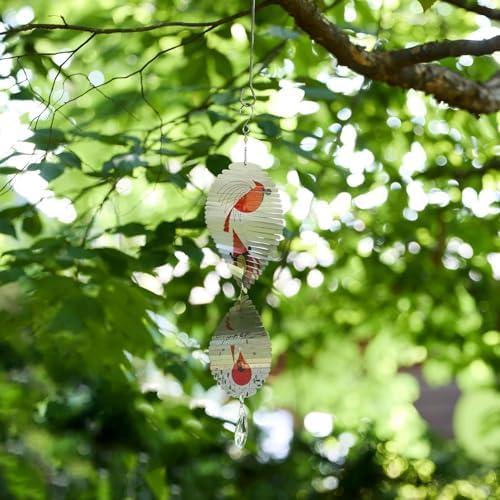 Red Carpet Studios Officially Licensed Charley Harper Windspinner Garden Art, Hangs 18", Cardinal with Seed - Image 2