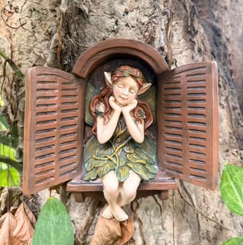 Flower Fairy Statue Tree Face Outside Yard Art Garden Statue Decorations - Image 2