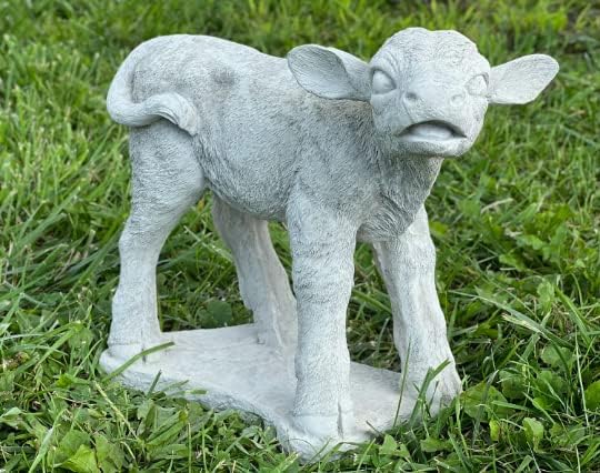 Standing Calf Concrete Statue Farm Animal Decoration Baby Cow Figurine Outdoor Real Size Calf Figure Garden Decor by Unknown