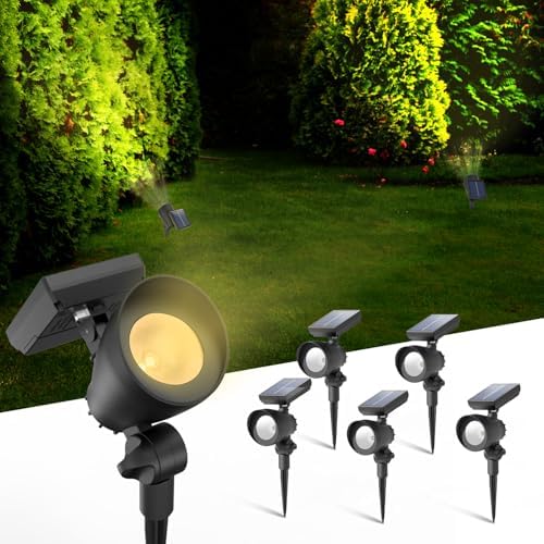 Solar Lights Outdoor, Solar Spot Lights Outdoor, 6 Pack IP44 Waterproof Solar Spotlights, Auto On/Off Solar Powered Garden Lights for Yard Pathway Driveway (Warm White) Bright Pathway by AZIRIER