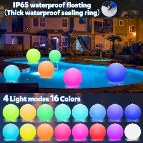 Bud K Solar Floating Ball Pool Lights 4 Pack, 14 inch Floating Pool Lights Solar Powered w/ 16 Light Modes, Inflatable Led Light Pool Balls, Light Up Beach Balls for Pool Decorations Outdoor - Image 3