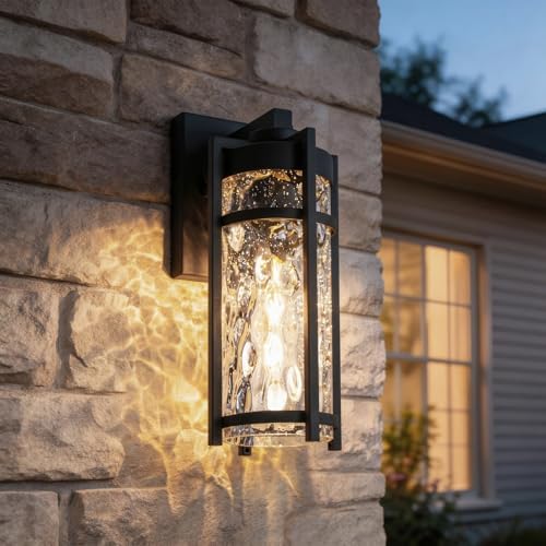 Outdoor Wall Light Fixtures, Waterproof Front Porch Light, Modern Exterior Lighting with E26 Socket, Wall Sconce Lantern Lamp, Black Outside Light for Front Door, House, Garage, Patio (2 Pack) - Image 2