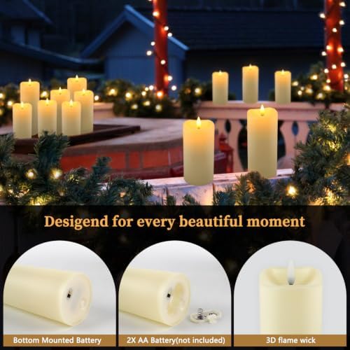 Enpornk 24-Pack Flameless Candles Battery Operated Candles Pillar LED Candles with 10-Key Remote and Cycling 24 Hours Timer for Home Decor(Ivory 4" 5" 6") - Image 4