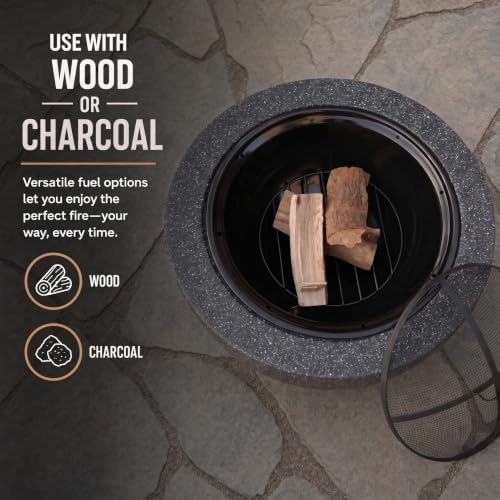 Round Wood Burning fire Pit Outdoor Fireplace for Patio-23 Black - Image 5