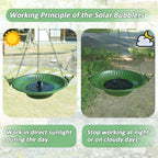 13" Hanging Bird Bath with Solar Fountain,Metal Solar Bird Bath (Green) - Image 5