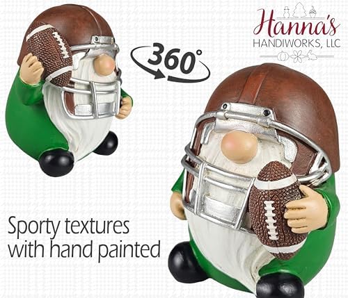 Hanna's Handiworks Little Football Rugby Gnomes - Resin Statues Home Decor for Indoor Tabletop or Outdoor Covered Garden - Sports-Theme Figurine for Centerpiece Display, Parties, Gifts - Set of 3 - Image 4