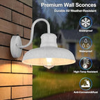 TOBUSA 2-Pack Dusk to Dawn Outdoor Wall Lights, Waterproof Farmhouse Gooseneck Barn Lights, 11.5'' White Outside Wall Sconces for House, Porch, Garage - Image 4