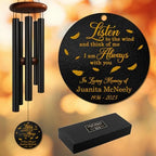 Personalized “Listen to The Wind” Memorial Wind Chime – Custom Name & Years – Golden Feather Tribute for Healing – Sympathy Chime for Loss of Loved One – Comforting Bereavement Remembrance Gift by AlpadilCo
