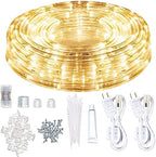 SURNIE LED Rope Lights Outdoor Warm White, Waterproof 50FT Cuttable 3000K Lighting Indoor 110V Connectable Flexible Electric Lights for Christmas Trees Bedroom Outside Patio Decor, Not Flat Strip by SURNIE
